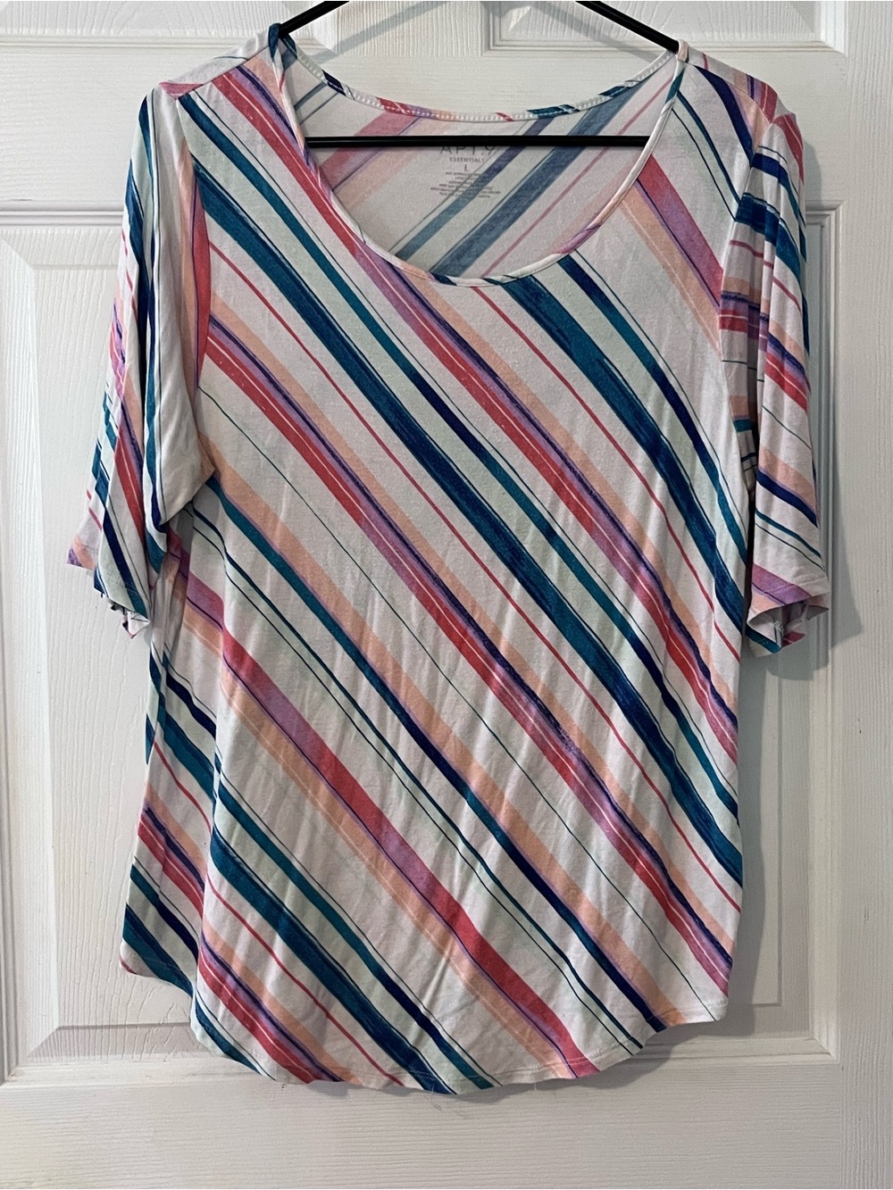 Apt 9 Elbow Sleeve Striped Scoop Neck Top